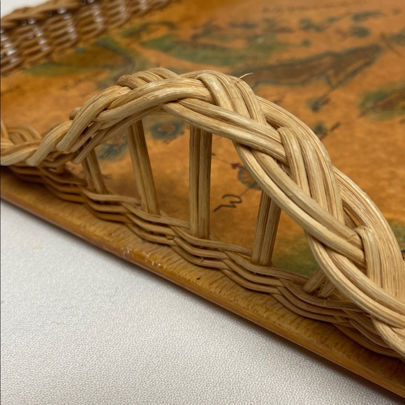 Vintage Craft Wicker Tray with Map of West Indies and The Caribbean - Picture 8 of 16